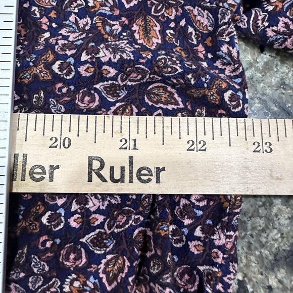 Studio B by Bobeau Shirt Plus 1X Blue Brown Pink Floral Boho Peasant Tunic Top - Picture 6 of 8